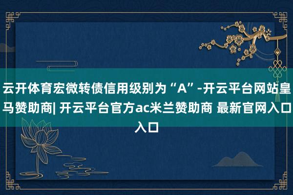 云开体育宏微转债信用级别为“A”-开云平台网站皇马赞助商| 开云平台官方ac米兰赞助商 最新官网入口