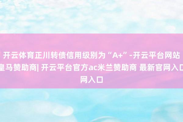 开云体育正川转债信用级别为“A+”-开云平台网站皇马赞助商| 开云平台官方ac米兰赞助商 最新官网入口