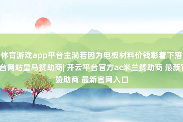 体育游戏app平台主淌若因为电板材料价钱彰着下落-开云平台网站皇马赞助商| 开云平台官方ac米兰赞助商 最新官网入口