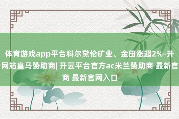 体育游戏app平台科尔黛伦矿业、金田涨超2%-开云平台网站皇马赞助商| 开云平台官方ac米兰赞助商 最新官网入口